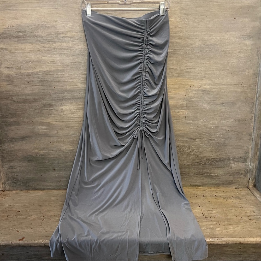 Haute Monde Grey‎ Cinched Side Slit Long Skirt 3XL Like New